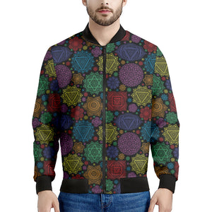 Seven Chakras Flowers Pattern Print Men's Bomber Jacket