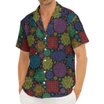 Seven Chakras Flowers Pattern Print Men's Deep V-Neck Shirt