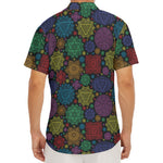 Seven Chakras Flowers Pattern Print Men's Deep V-Neck Shirt