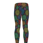 Seven Chakras Flowers Pattern Print Men's leggings