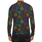 Seven Chakras Flowers Pattern Print Men's Long Sleeve Rash Guard