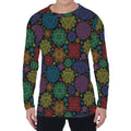 Seven Chakras Flowers Pattern Print Men's Long Sleeve T-Shirt