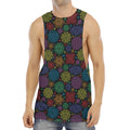Seven Chakras Flowers Pattern Print Men's Muscle Tank Top