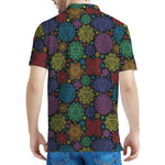 Seven Chakras Flowers Pattern Print Men's Polo Shirt