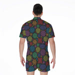 Seven Chakras Flowers Pattern Print Men's Rompers