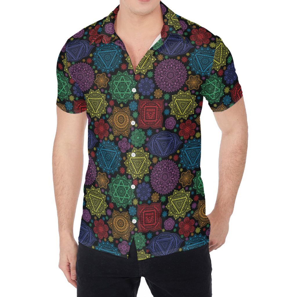 Seven Chakras Flowers Pattern Print Men's Shirt