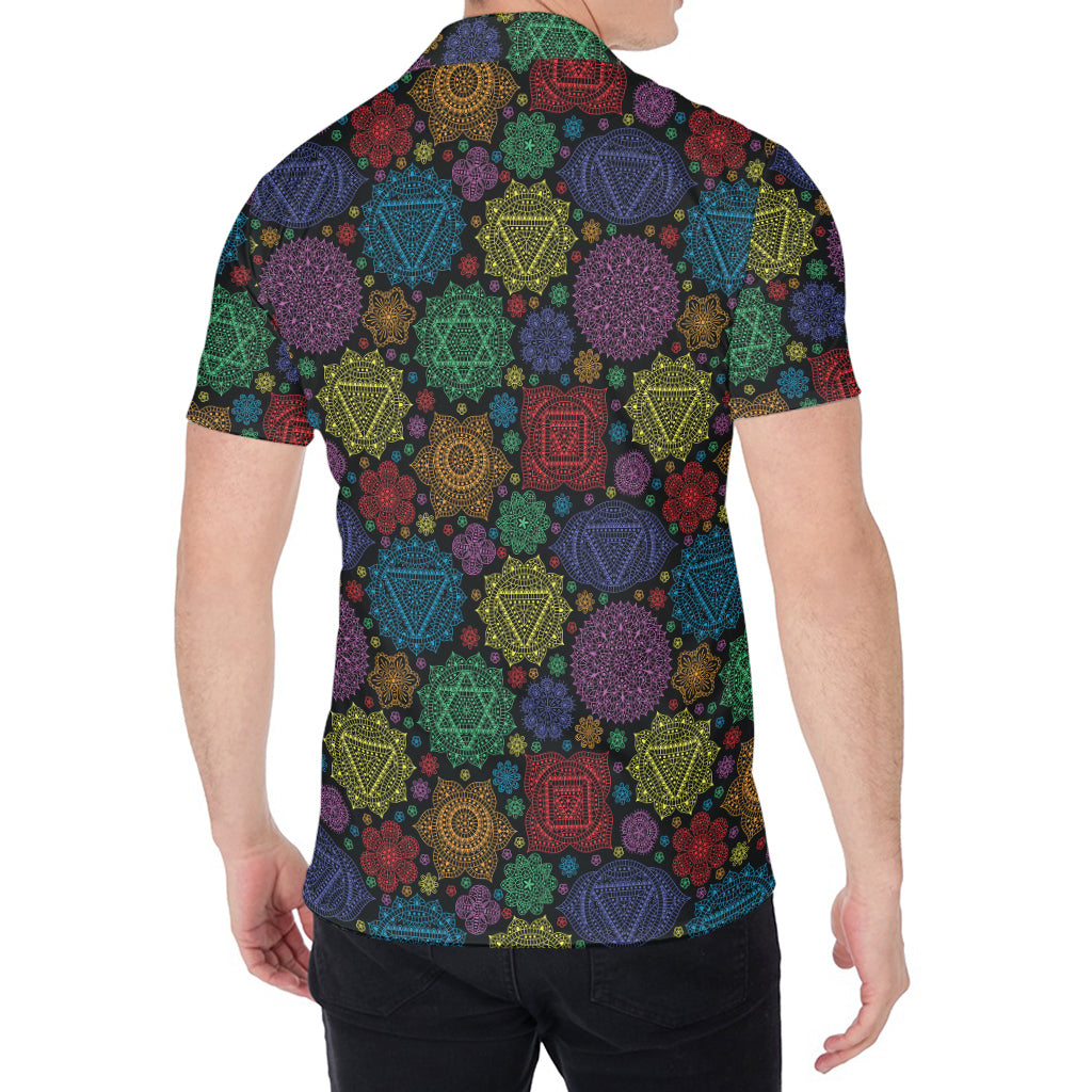 Seven Chakras Flowers Pattern Print Men's Shirt