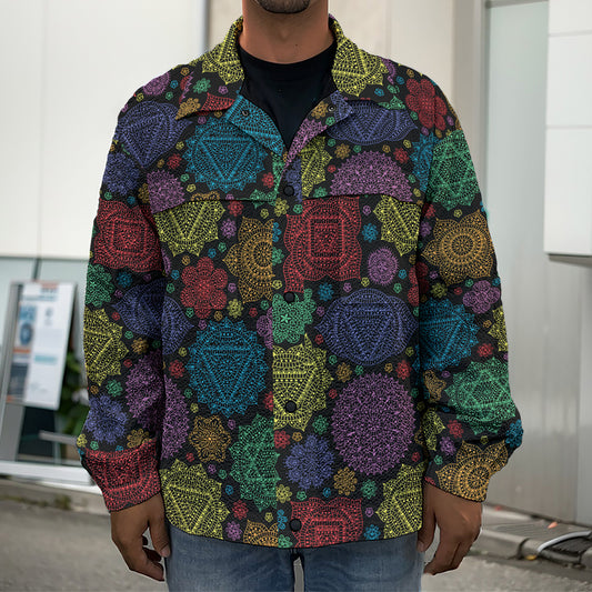 Seven Chakras Flowers Pattern Print Men's Shirt Jacket
