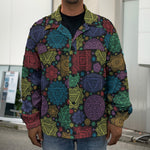 Seven Chakras Flowers Pattern Print Men's Shirt Jacket