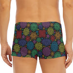 Seven Chakras Flowers Pattern Print Men's Short Boxer Briefs