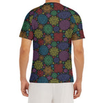 Seven Chakras Flowers Pattern Print Men's Short Sleeve Rash Guard