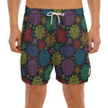Seven Chakras Flowers Pattern Print Men's Split Running Shorts
