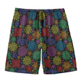 Seven Chakras Flowers Pattern Print Men's Swim Trunks