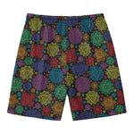 Seven Chakras Flowers Pattern Print Men's Swim Trunks