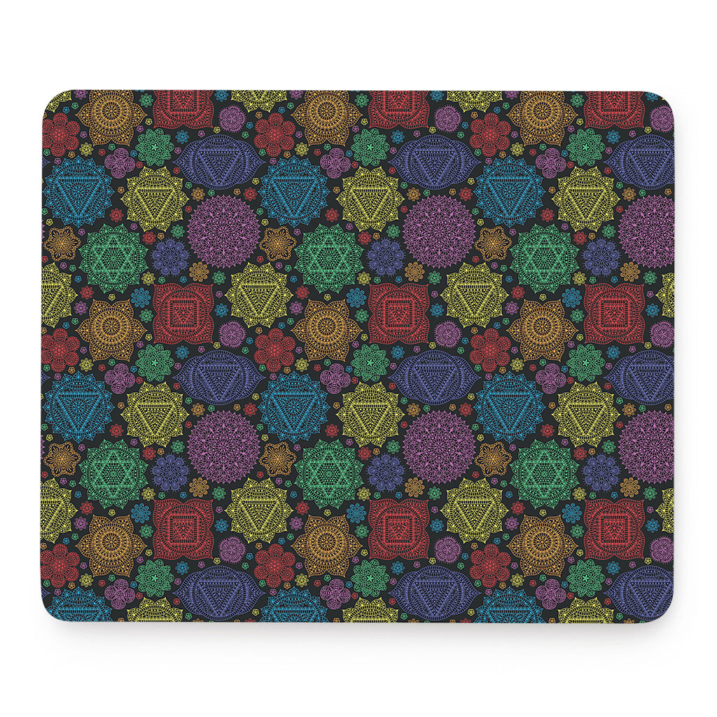 Seven Chakras Flowers Pattern Print Mouse Pad