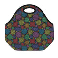 Seven Chakras Flowers Pattern Print Neoprene Lunch Bag