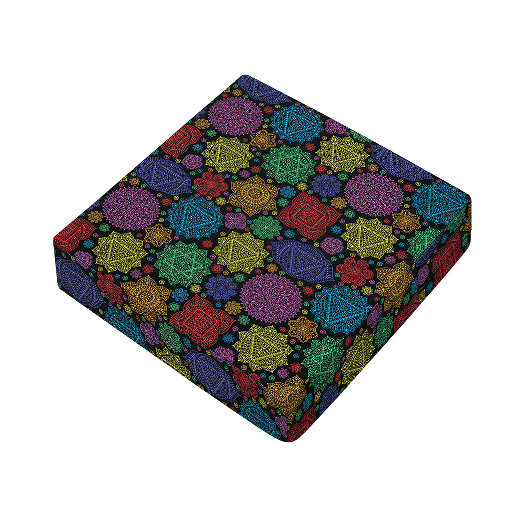 Seven Chakras Flowers Pattern Print Outdoor Seat Cushion Cover