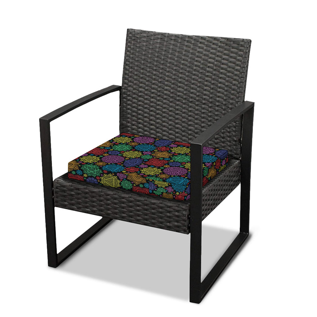 Seven Chakras Flowers Pattern Print Outdoor Seat Cushion Cover