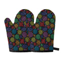 Seven Chakras Flowers Pattern Print Oven Mitts