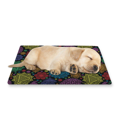 Seven Chakras Flowers Pattern Print Pet Cooling Mat Cover