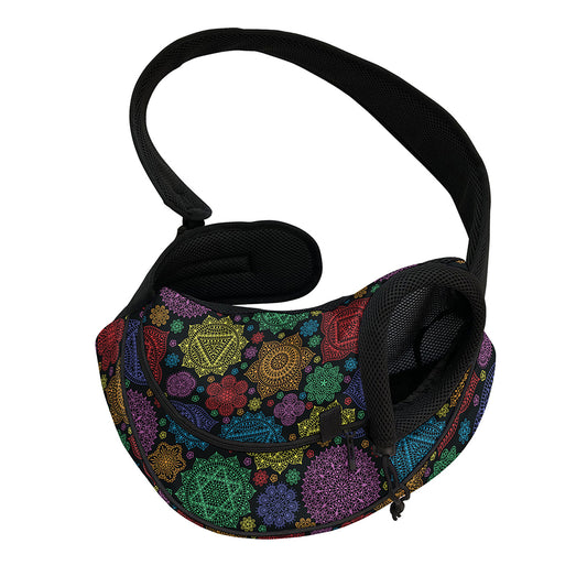 Seven Chakras Flowers Pattern Print Pet Sling Carrier