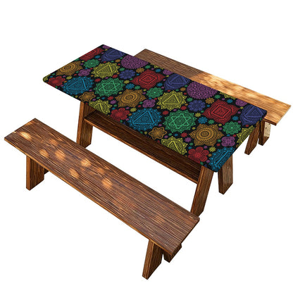 Seven Chakras Flowers Pattern Print Picnic Table Cover