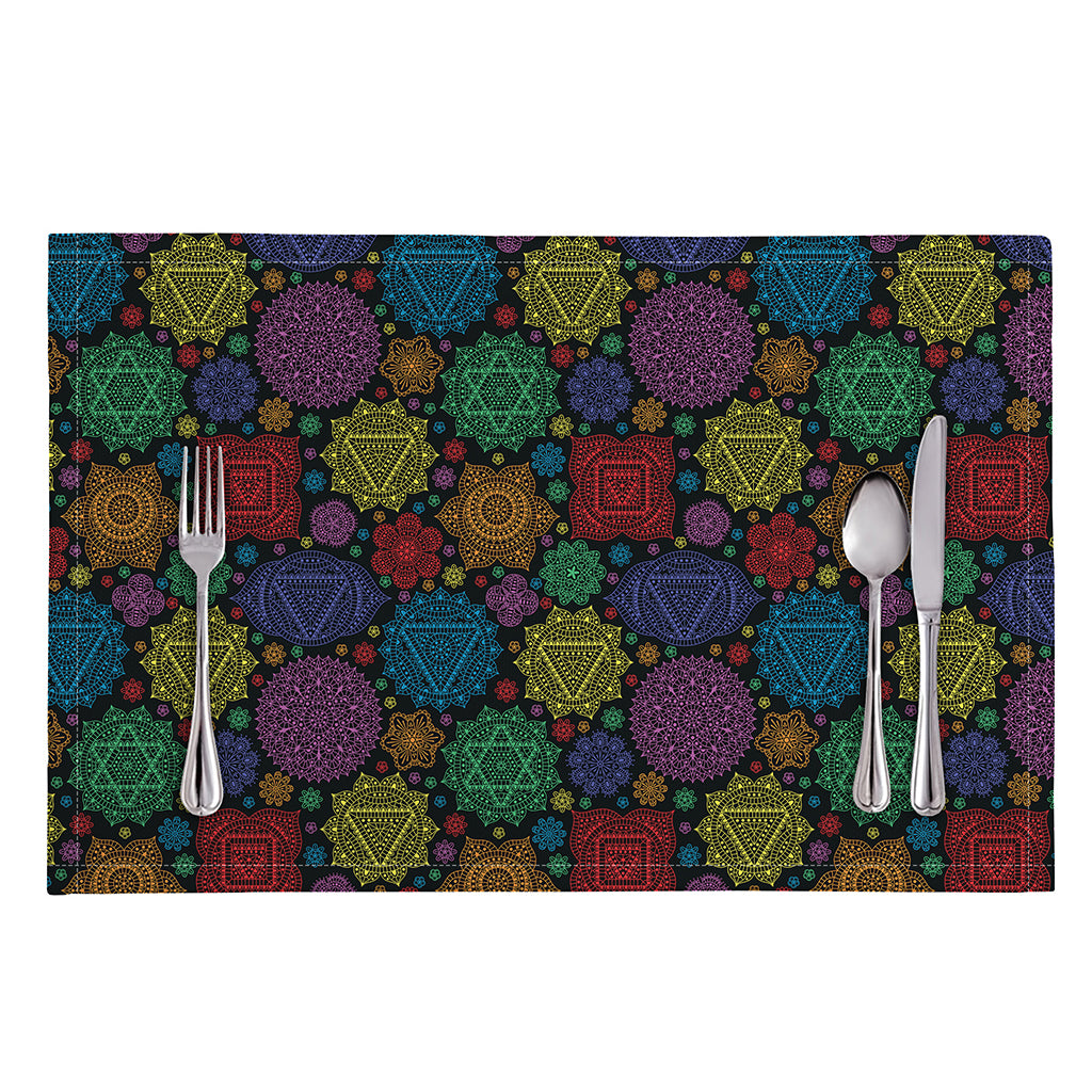 Seven Chakras Flowers Pattern Print Placemat