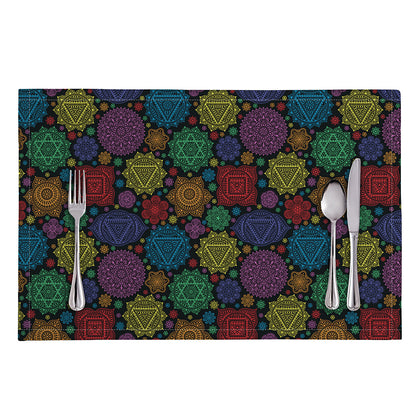 Seven Chakras Flowers Pattern Print Placemat