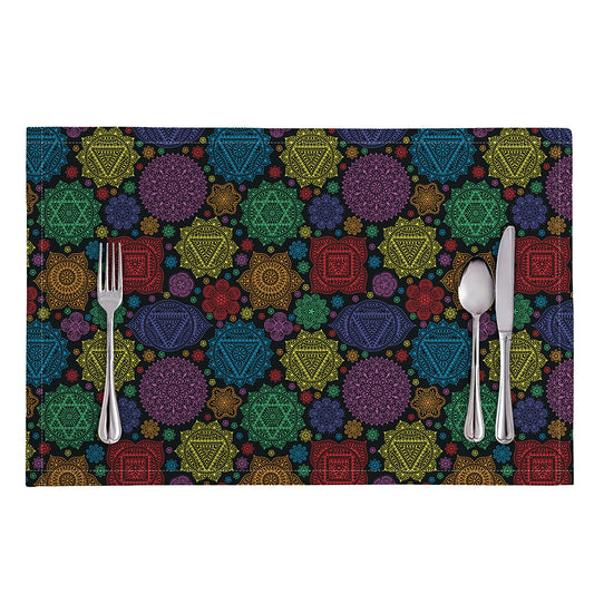 Seven Chakras Flowers Pattern Print Placemat