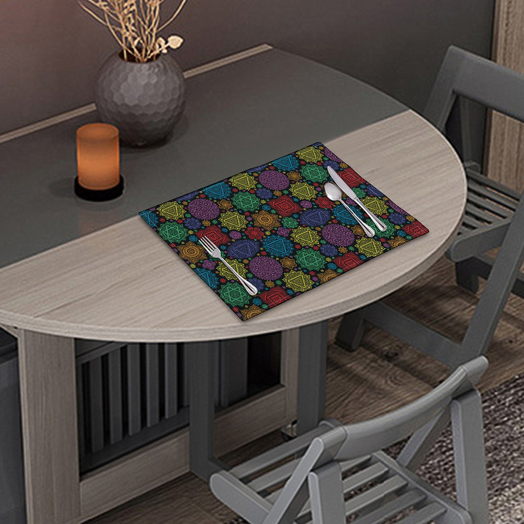 Seven Chakras Flowers Pattern Print Placemat