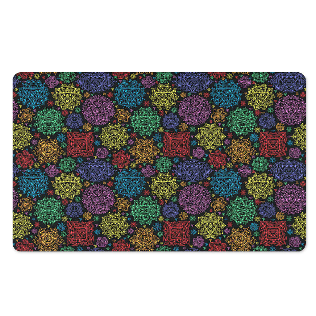 Seven Chakras Flowers Pattern Print Polyester Doormat