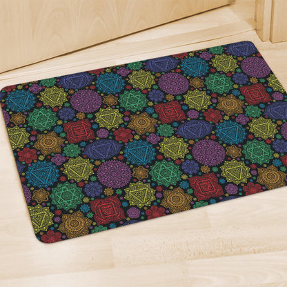 Seven Chakras Flowers Pattern Print Polyester Doormat