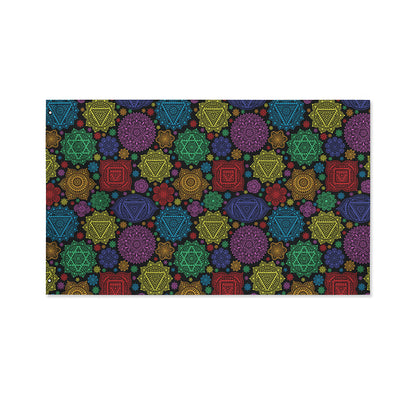 Seven Chakras Flowers Pattern Print Polyester Flag