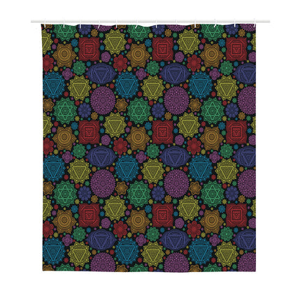 Seven Chakras Flowers Pattern Print Polyester Shower Curtain