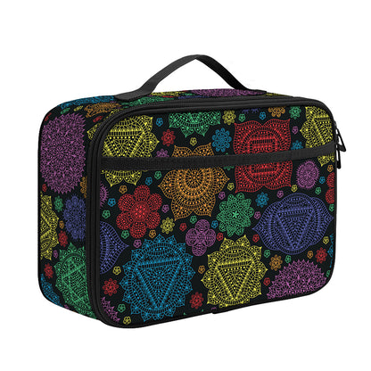 Seven Chakras Flowers Pattern Print Portable Lunch Bag