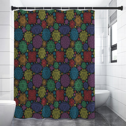 Seven Chakras Flowers Pattern Print Premium Shower Curtain