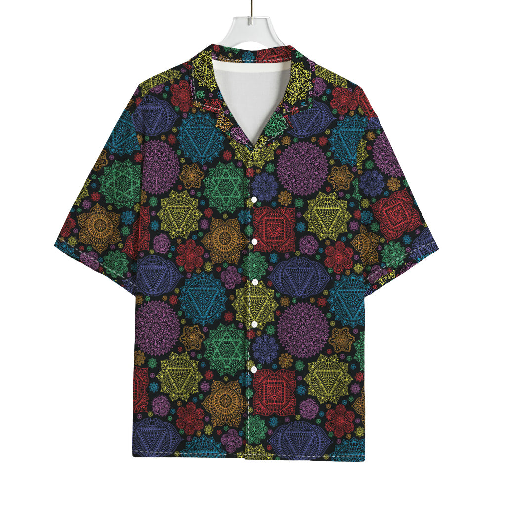 Seven Chakras Flowers Pattern Print Rayon Hawaiian Shirt