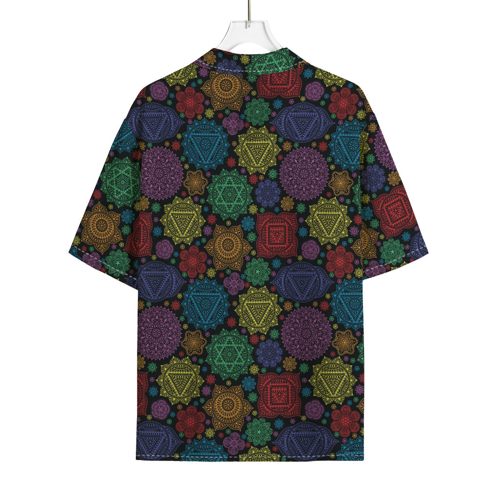 Seven Chakras Flowers Pattern Print Rayon Hawaiian Shirt