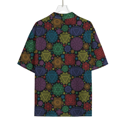 Seven Chakras Flowers Pattern Print Rayon Hawaiian Shirt