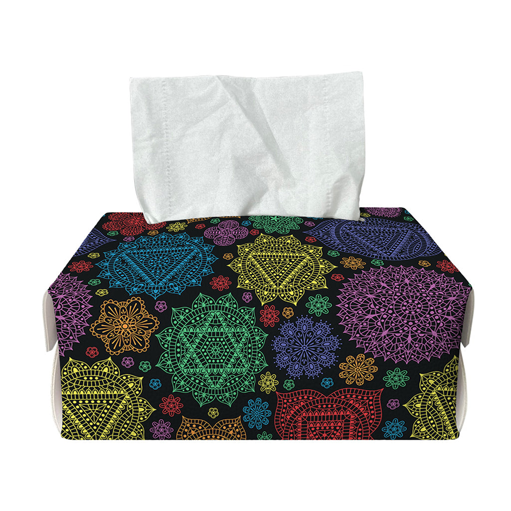 Seven Chakras Flowers Pattern Print Rectangle Tissue Box Cover