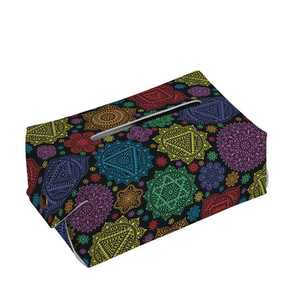 Seven Chakras Flowers Pattern Print Rectangle Tissue Box Cover