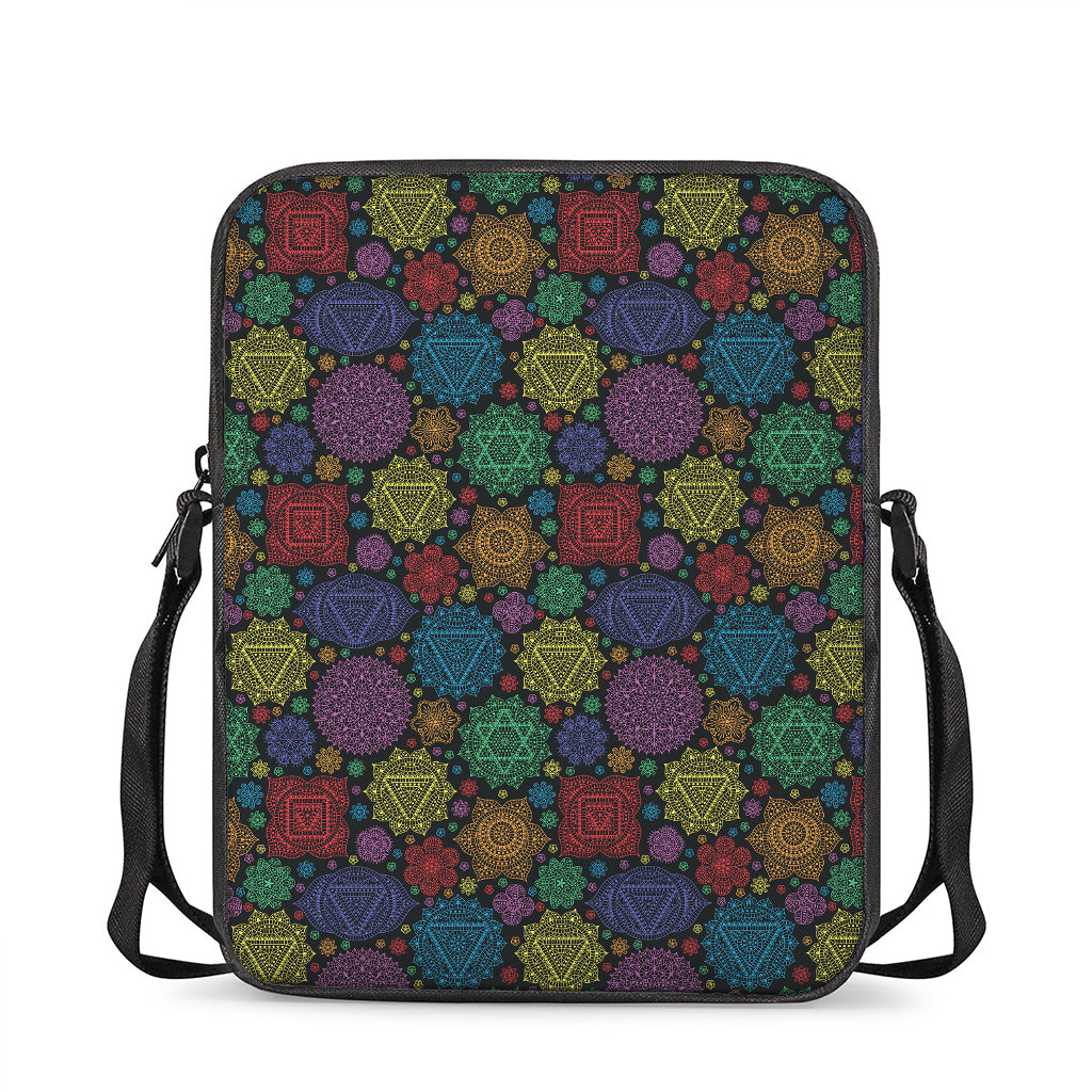 Seven Chakras Flowers Pattern Print Rectangular Crossbody Bag