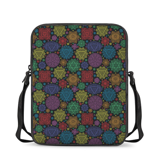 Seven Chakras Flowers Pattern Print Rectangular Crossbody Bag