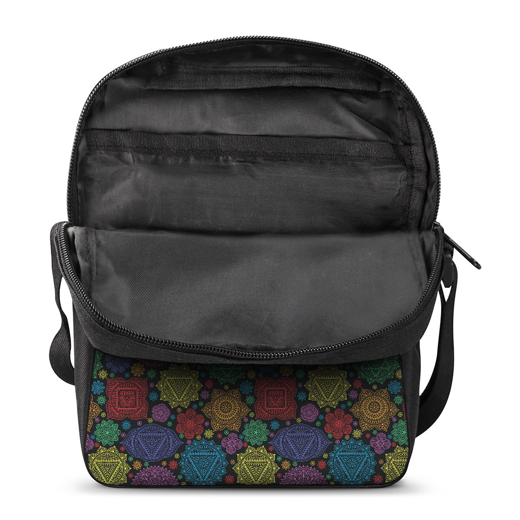 Seven Chakras Flowers Pattern Print Rectangular Crossbody Bag