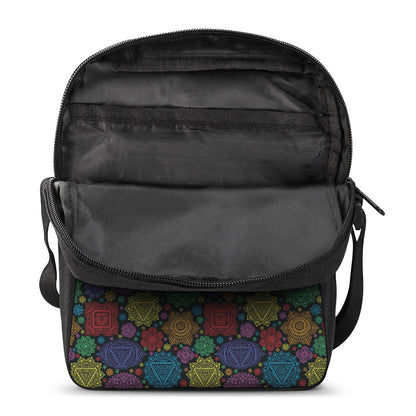 Seven Chakras Flowers Pattern Print Rectangular Crossbody Bag