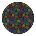 Seven Chakras Flowers Pattern Print Round Floor Mat