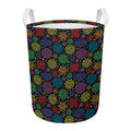 Seven Chakras Flowers Pattern Print Round Laundry Basket