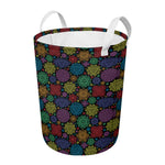 Seven Chakras Flowers Pattern Print Round Laundry Basket