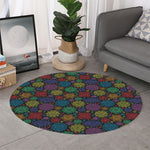 Seven Chakras Flowers Pattern Print Round Rug