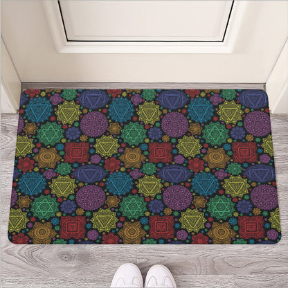Seven Chakras Flowers Pattern Print Rubber Doormat